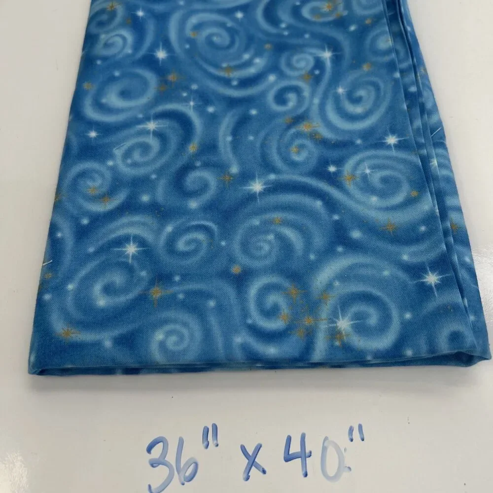Cotton Quilting Fabric Bundle Blue Yellow Hanukkah Menorah Coordinating Lot of 6